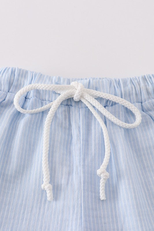 Blue Muslin Stripped Set