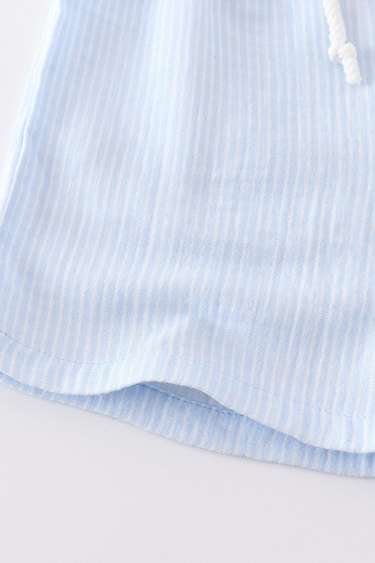 Blue Muslin Stripped Set
