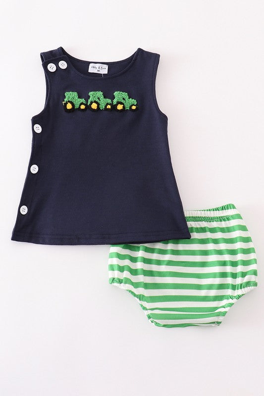 Tractor French Knot Bloomer Set