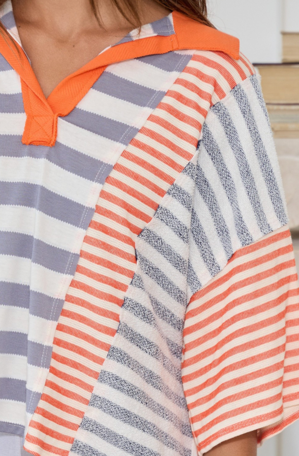 21 Creamsicle Striped Polo Top