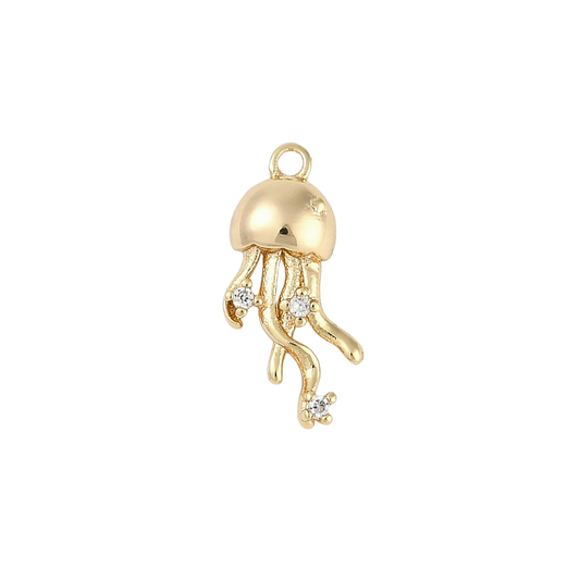Gold Jellyfish Dazzle with Cubic Zirconia Charm