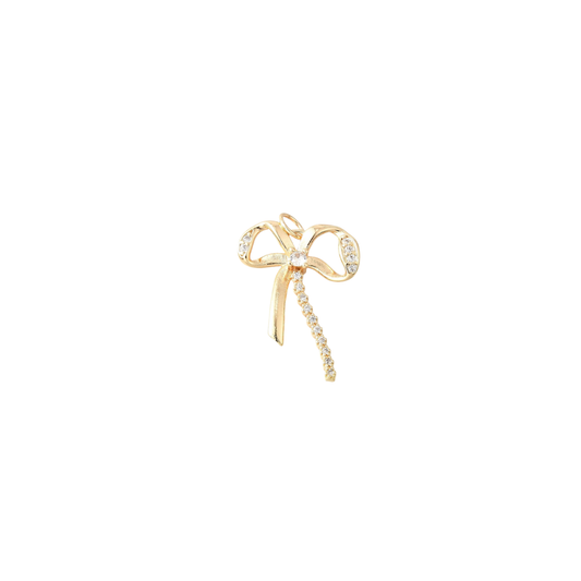Gold Nova Bow with Cubic Zirconia Charm