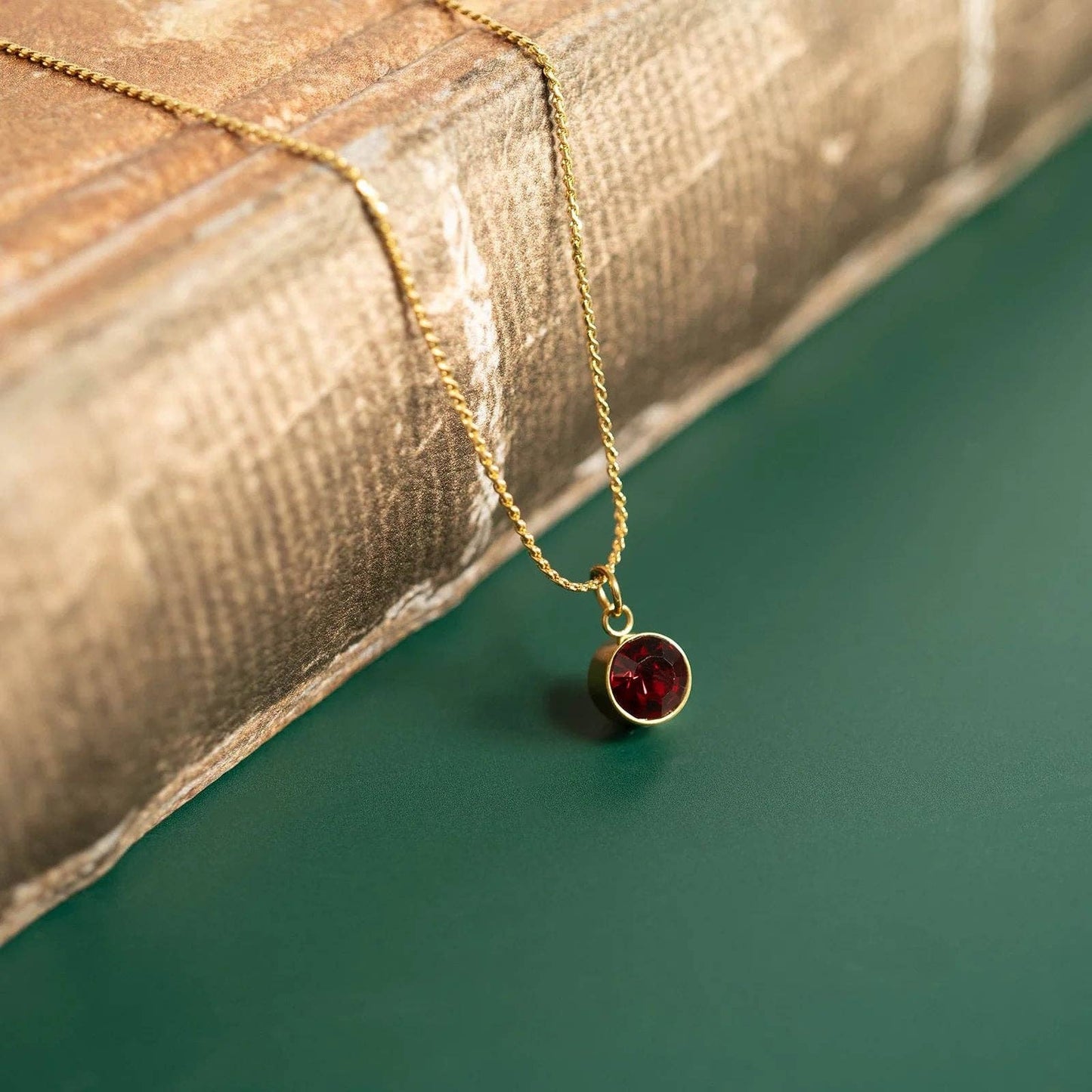 18K Gold Round Birthstone Charm (8mm)