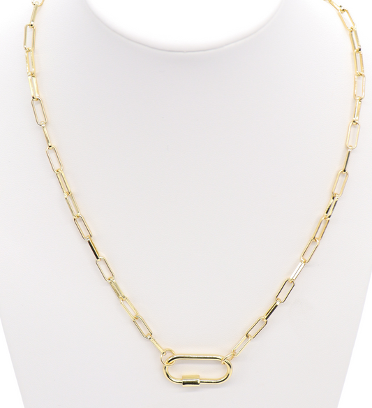 Gold Ashley (Box) Necklace with Piper Carabiner