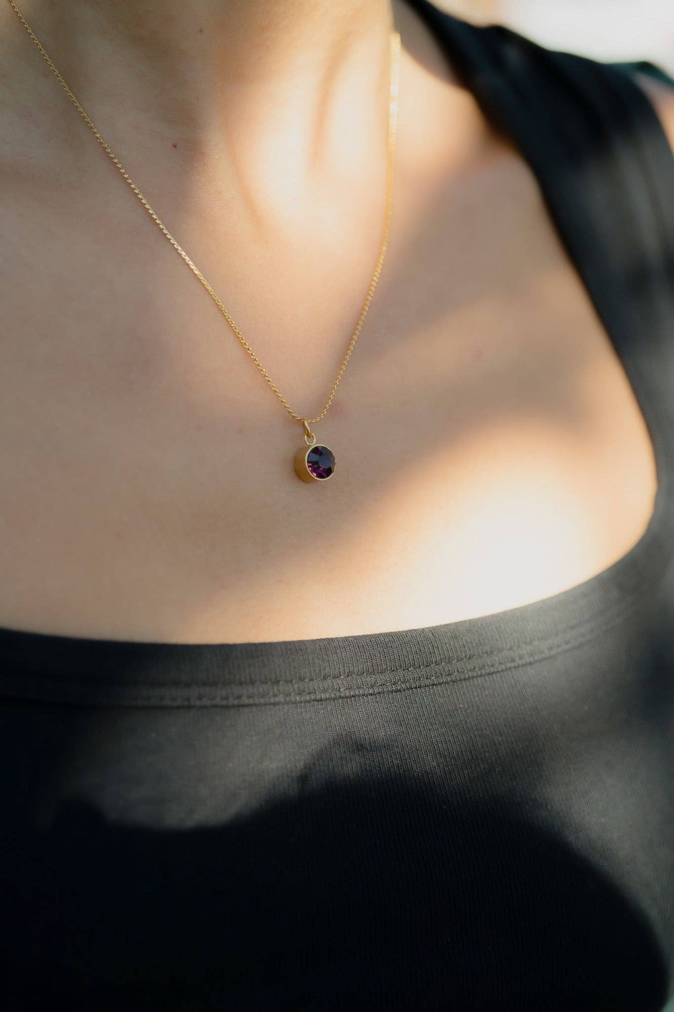 18K Gold Round Birthstone Charm (8mm)