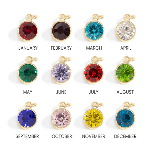 18K Gold Round Birthstone Charm (8mm)