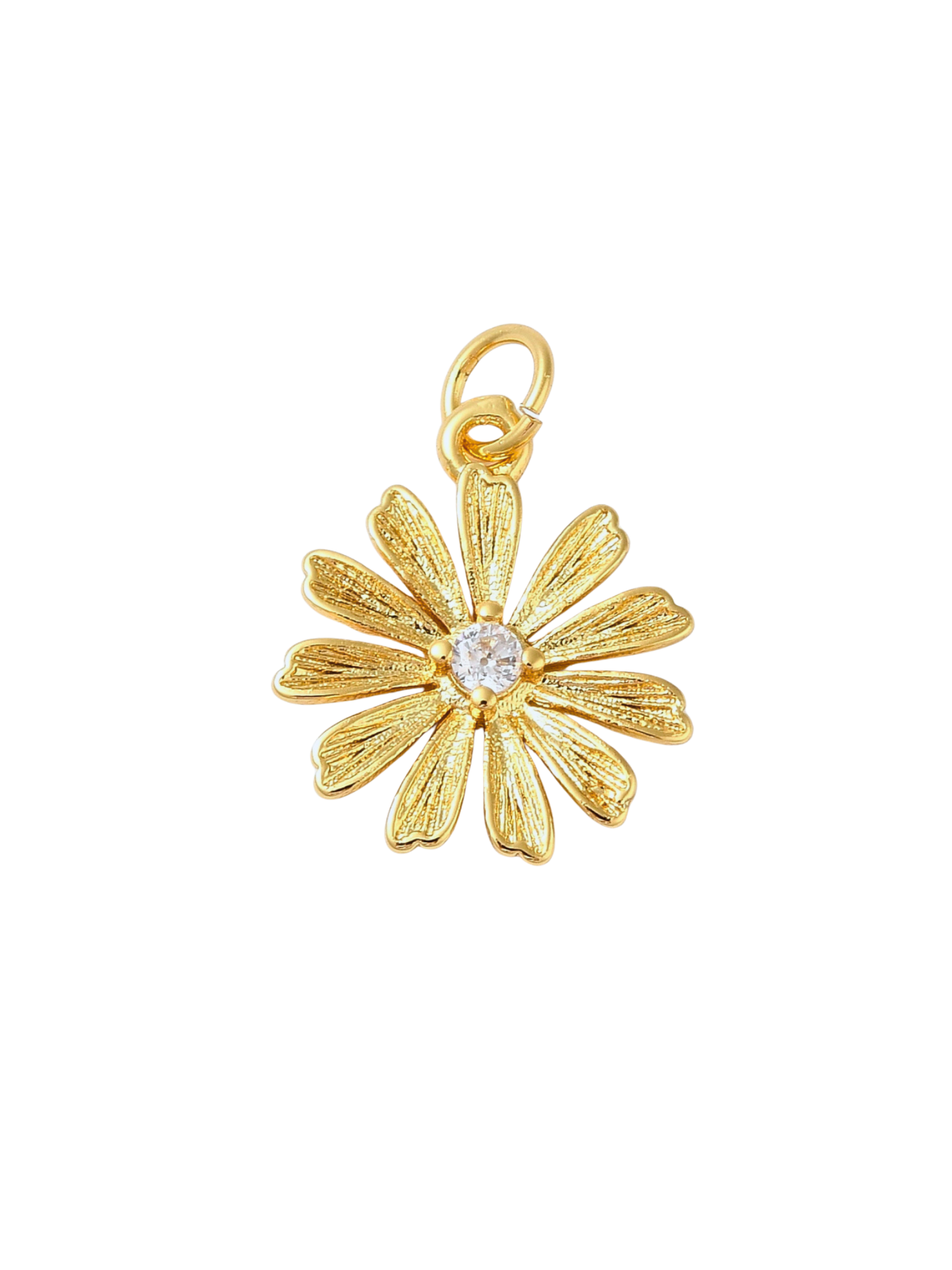 * Gold Flower with Rhinestone Center Charm