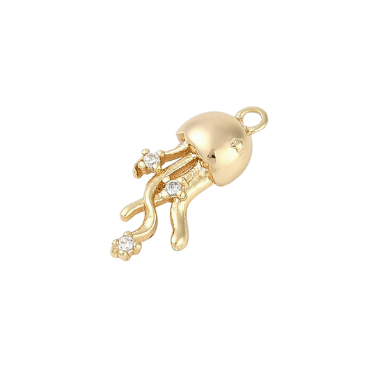 Gold Jellyfish Dazzle with Cubic Zirconia Charm