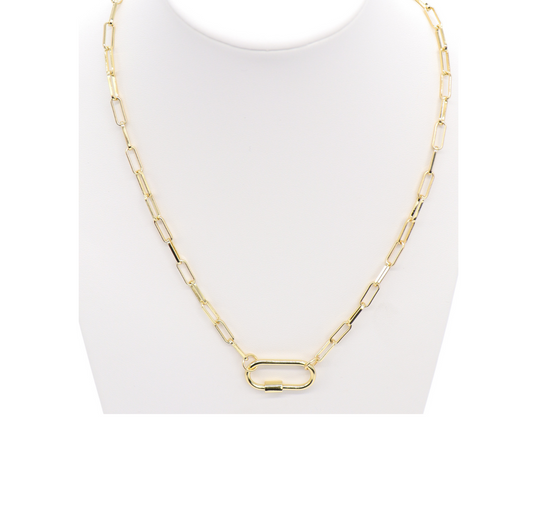 Gold Ashley (Box) Necklace with Piper Carabiner