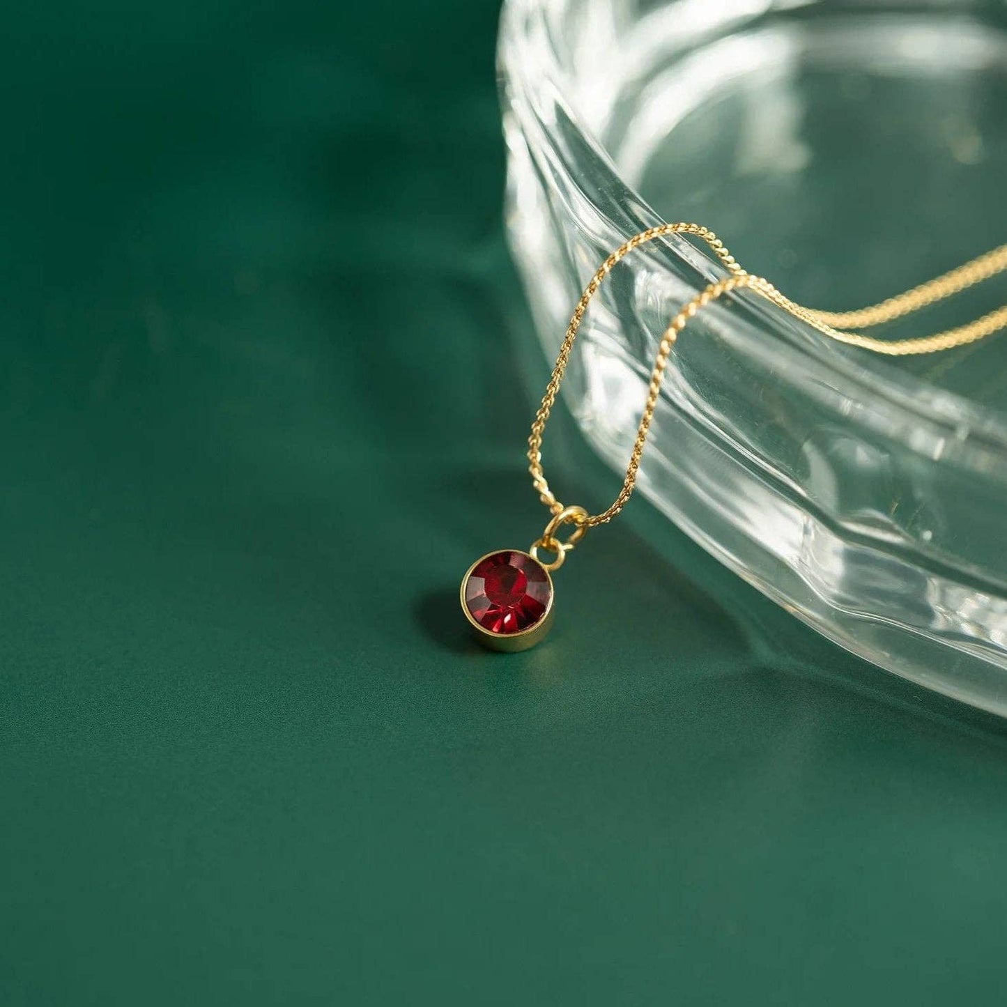 18K Gold Round Birthstone Charm (8mm)